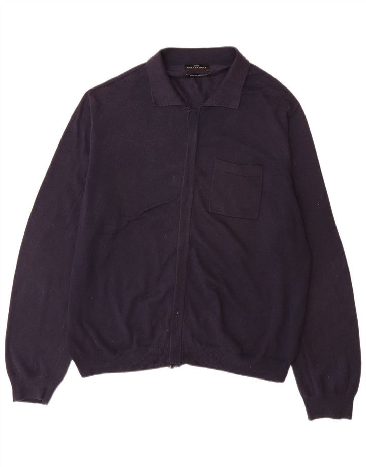 Pulover cardigan pentru bărbați Marks & Spencer XL, bumbac bleumarin