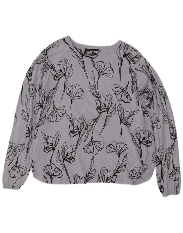 MARKS & SPENCER Pulover cu gât de barcă pentru femei UK 18 XL Albastru Floral