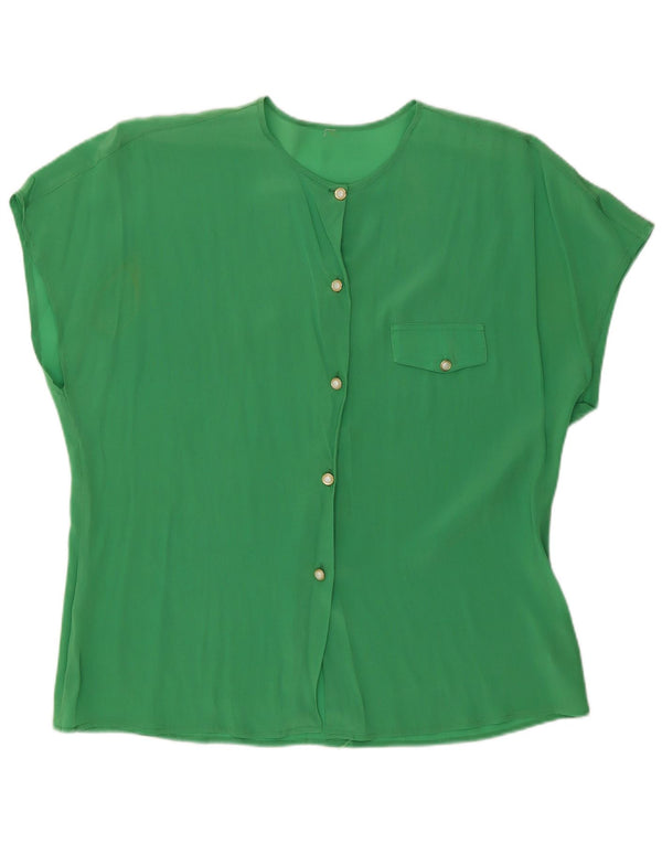 Bluză de cămașă Vintage pentru femei See Through Loose Fit UK 14 Medium Green