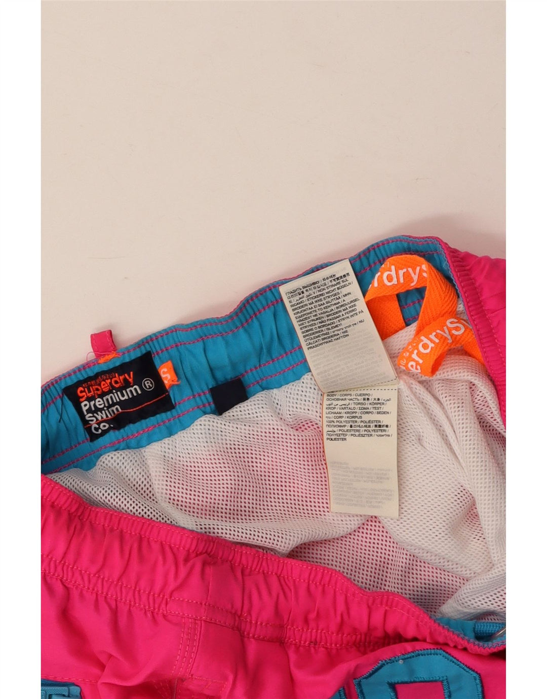 Pantaloni scurți de înot grafic pentru femei SUPERDRY UK 10, poliester roz mic