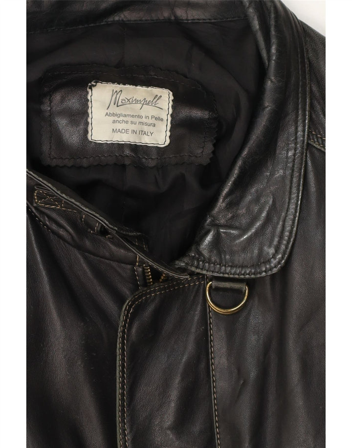 Jachetă de piele vintage pentru bărbați UK 44 2XL Negru