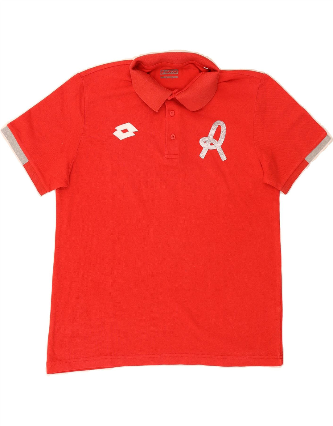 LOTTO Mens Graphic Polo Shirt Small Red Cotton Vintage Lotto and Second-Hand Lotto from Messina Hembry 