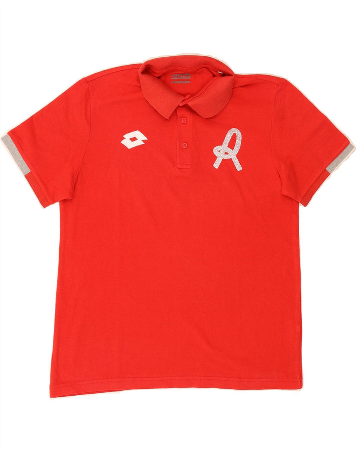 LOTTO Mens Graphic Polo Shirt Small Red Cotton Vintage Lotto and Second-Hand Lotto from Messina Hembry 