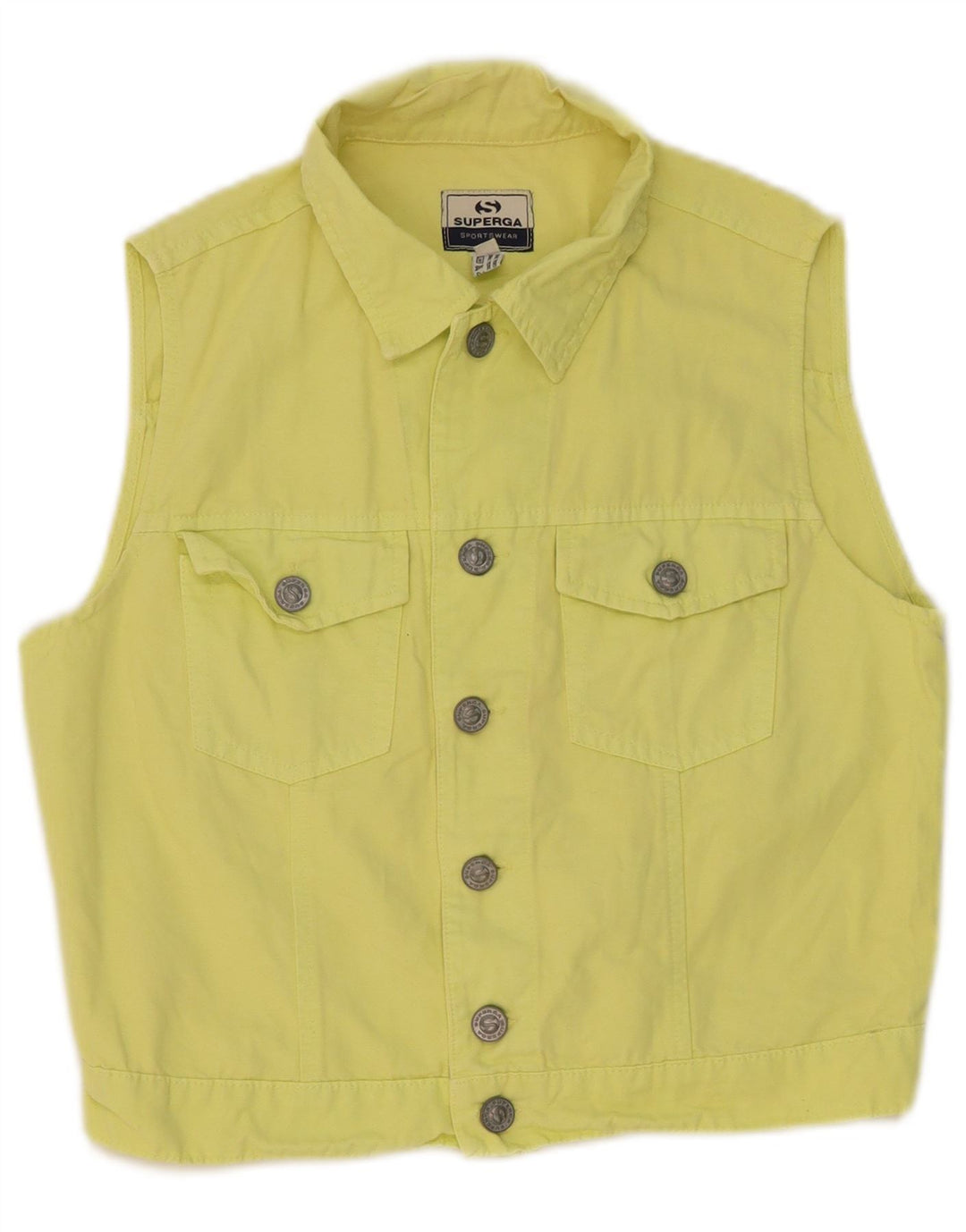 Gilet Crop Denim Superga pentru femei IT 44, bumbac galben mediu