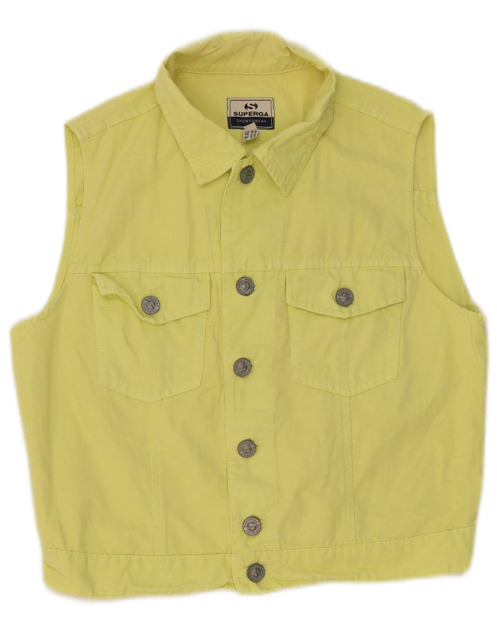 Gilet Crop Denim Superga pentru femei IT 44, bumbac galben mediu