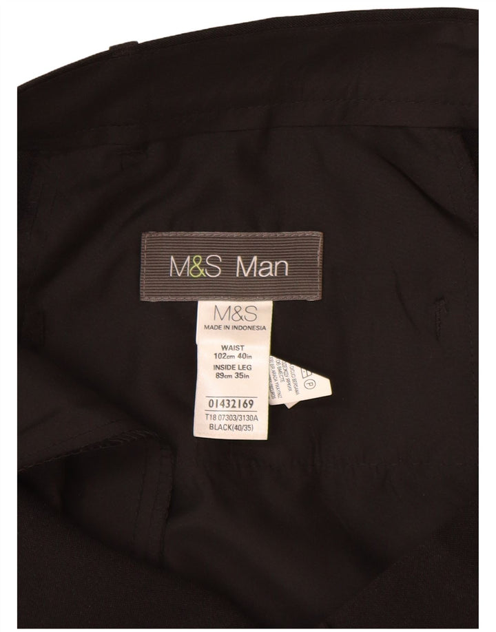 Pantaloni chino drepți pentru bărbați Marks & Spencer L40 L35 Poliester negru