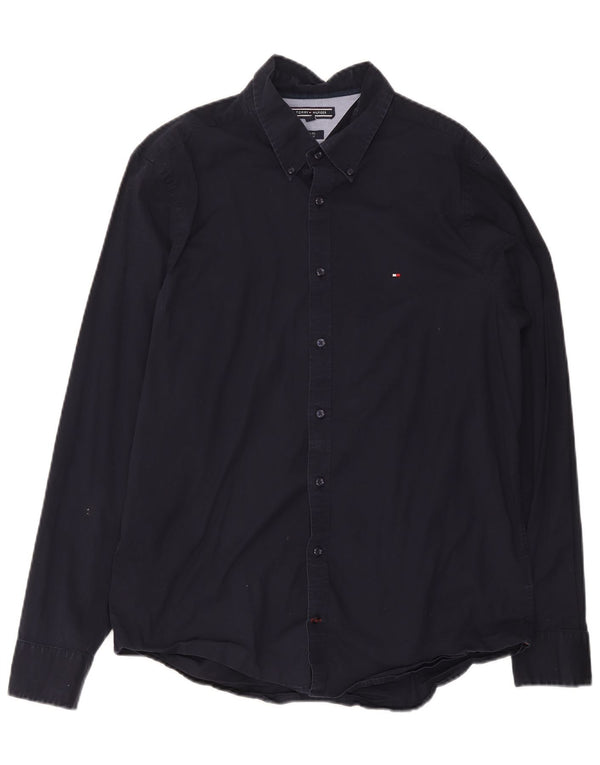 Tommy Hilfiger Mens Slim Fit Shirt XL Navy Blue Cotton