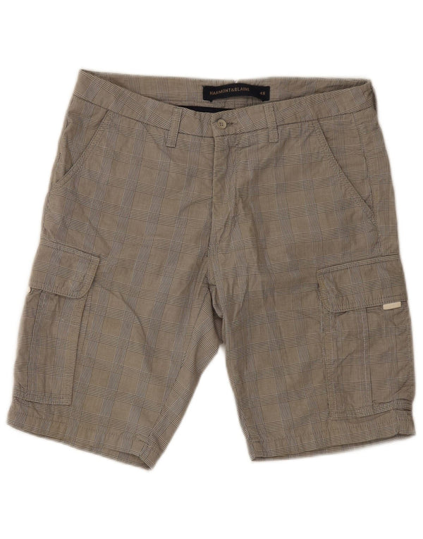 Pantaloni scurti cargo pentru bărbați Harmont & Blaine IT 48 Medium W30 Bumbac cu carouri gri