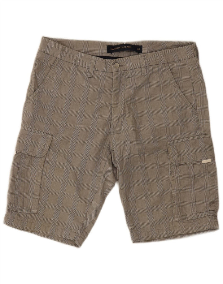 Pantaloni scurti cargo pentru bărbați Harmont & Blaine IT 48 Medium W30 Bumbac cu carouri gri