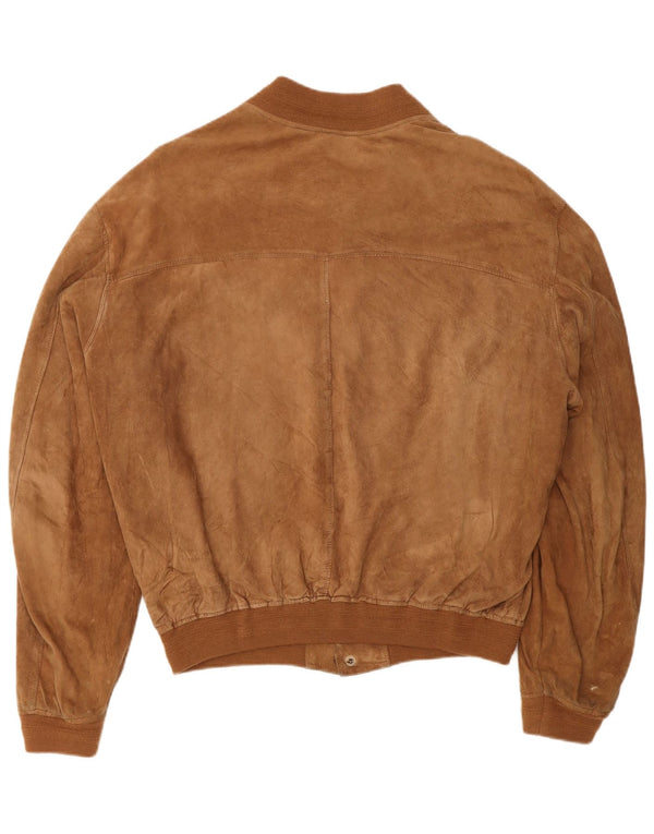 Bomber vintage pentru bărbați din piele intoarsa UK 40 mare maro