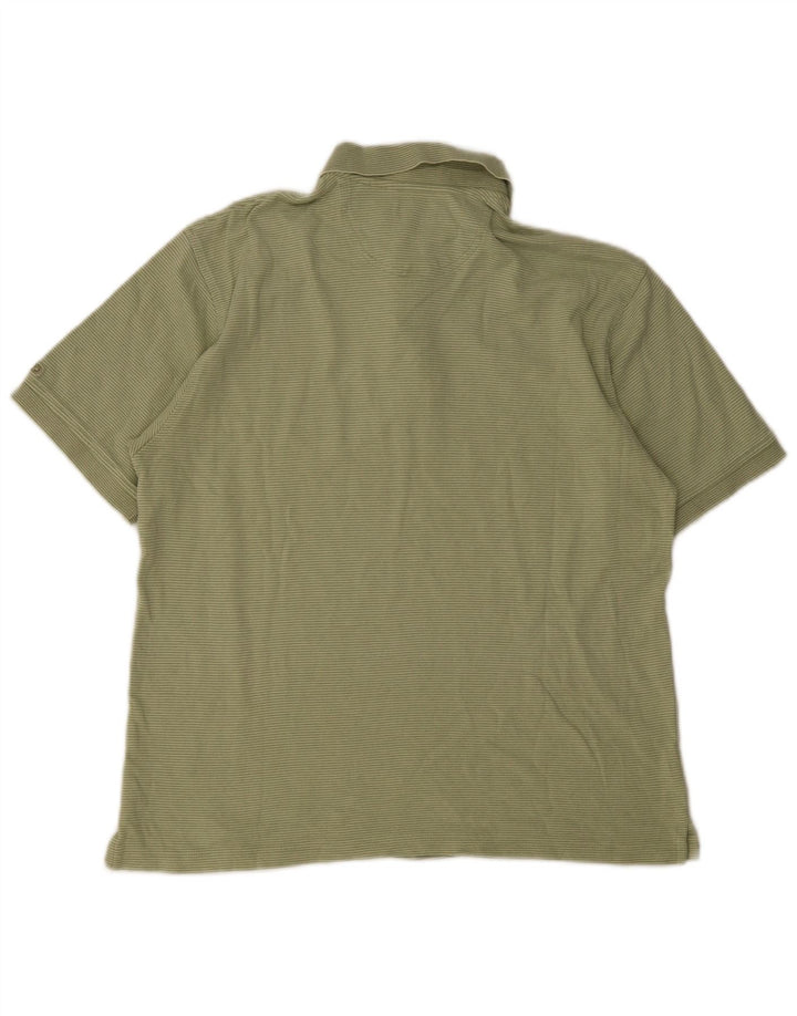 Tricou polo Izod pentru bărbați, bumbac cu dungi verde mediu