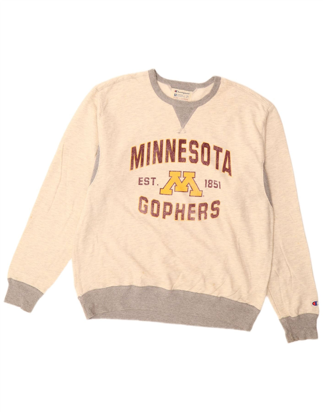 CHAMPION Mens Minnesota Gophers Sweatshirt Jumper Large Off White