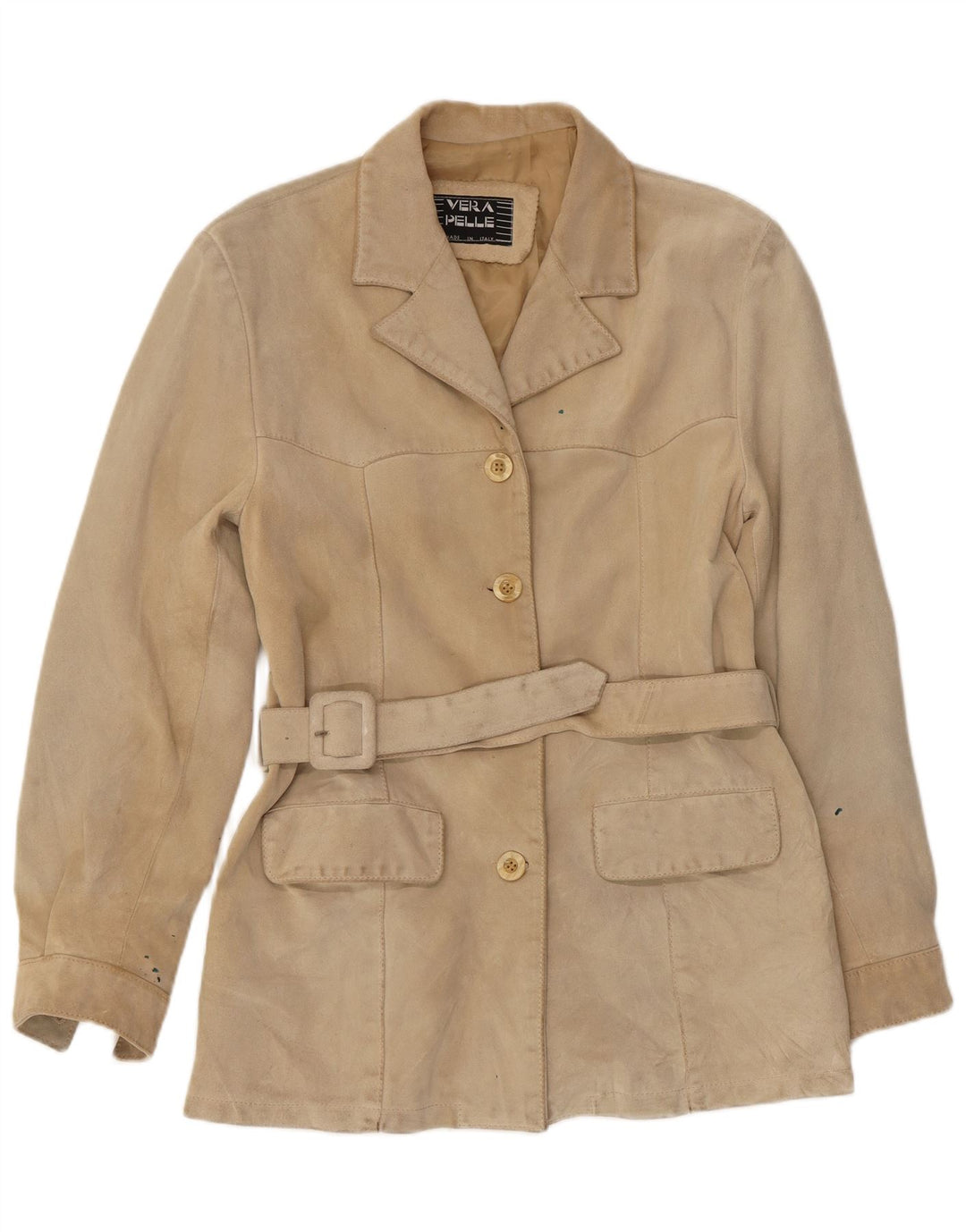 Jacheta de piele intoarsa pentru femei VINTAGE UK 12 Medium Beige Piele