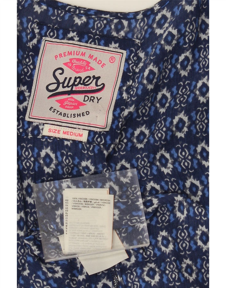 SUPERDRY Top cardigan cu mâneci 3/4 pentru femei UK 14 Medium Blue Paisley