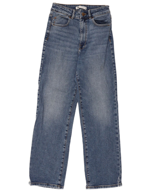 Blugi Drepți Femei Zara EU 36 XS W26 L27 Albastru Bumbac