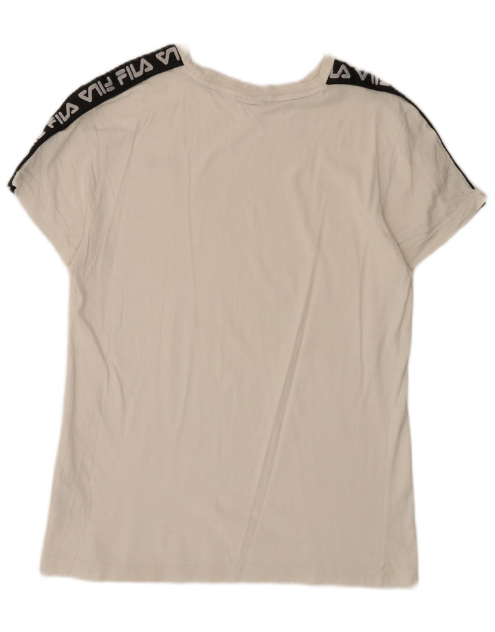 Tricou grafic Fila pentru bărbați Top mic, alb, din bumbac color bloc