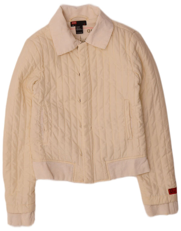 Diesel Womens Padded Jacket UK 12 Medium Off White Polyester