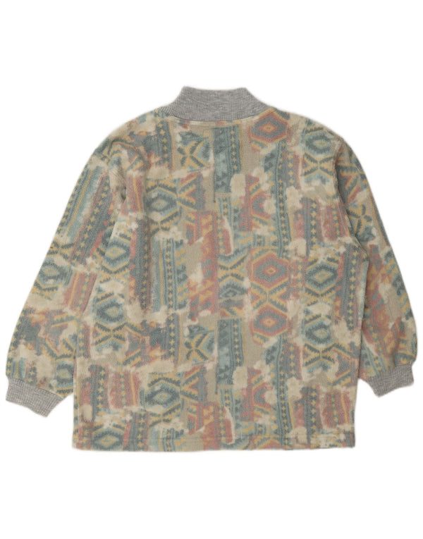 Pulover din lână cu grafică vintage pentru femei UK 14 mare, multicolor, geometric
