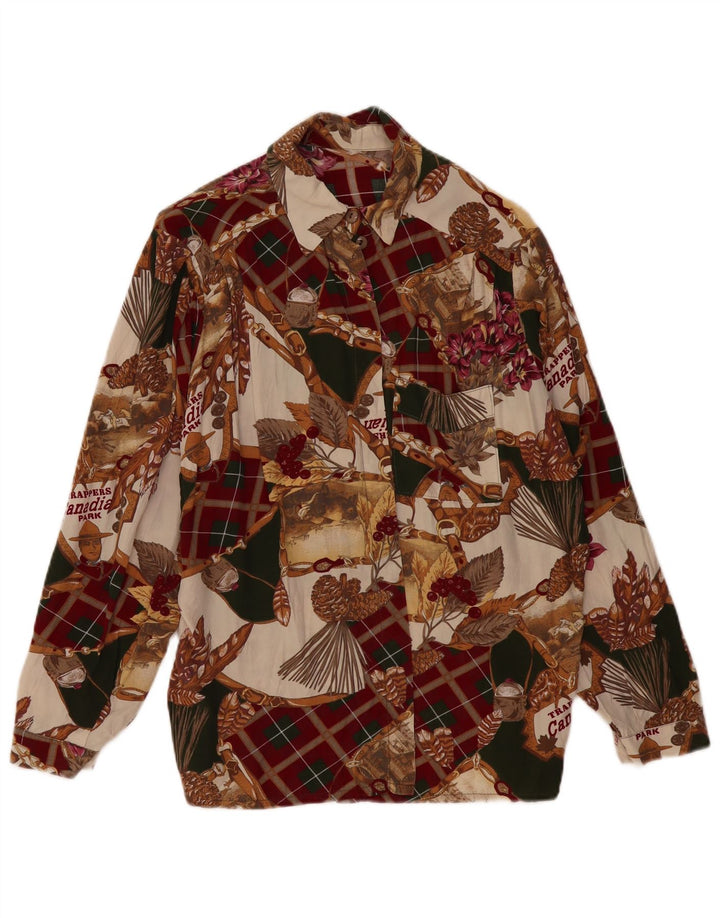 Bluză cămașă pentru femei VINTAGE cu model abstract, UK 18 XL, multicoloră