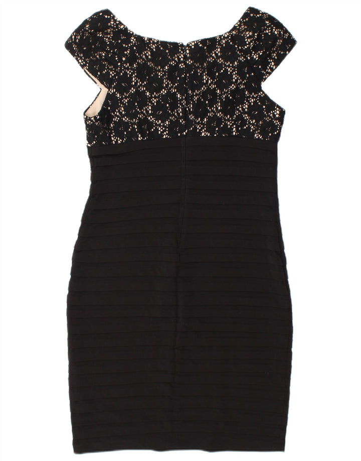 WALLIS Womens Sleeveless Bodycon Dress UK 12 Medium Black Polyester