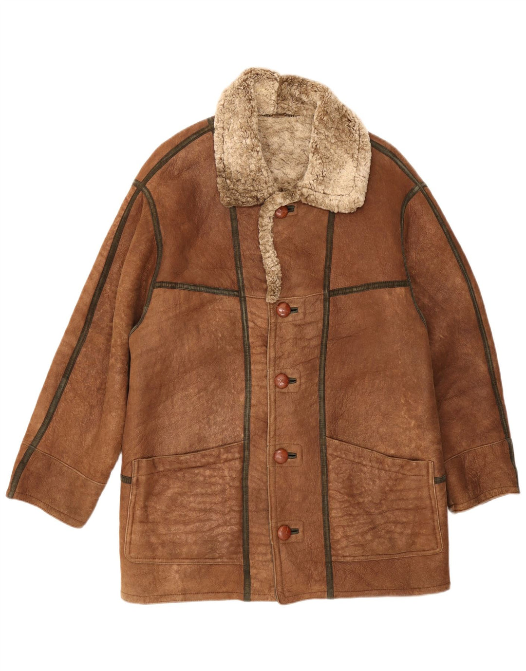 Jachetă din shearling pentru bărbați Christ IT 48 din piele maro medie
