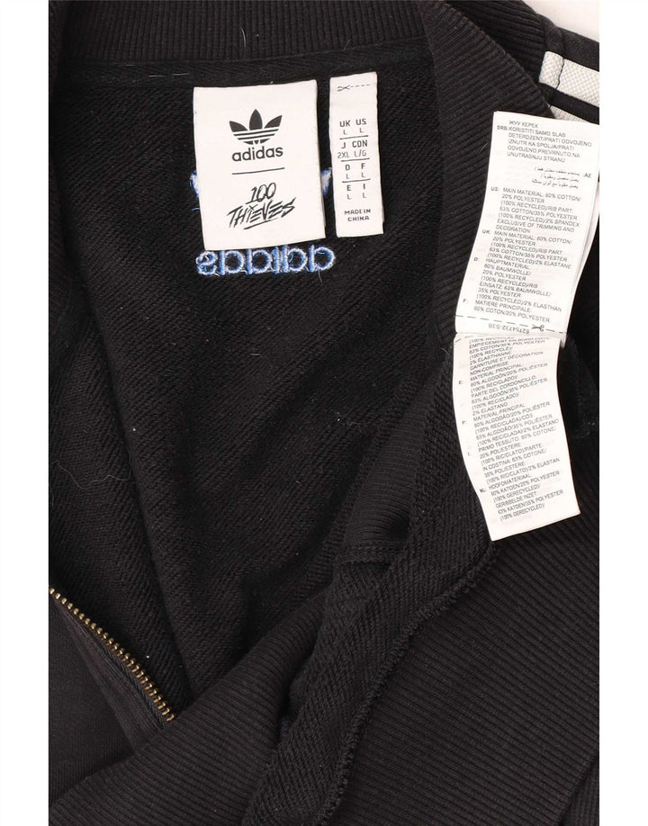 Hanorac pentru bărbați Adidas, cu fermoar și gât, Jumper mare, negru, bumbac