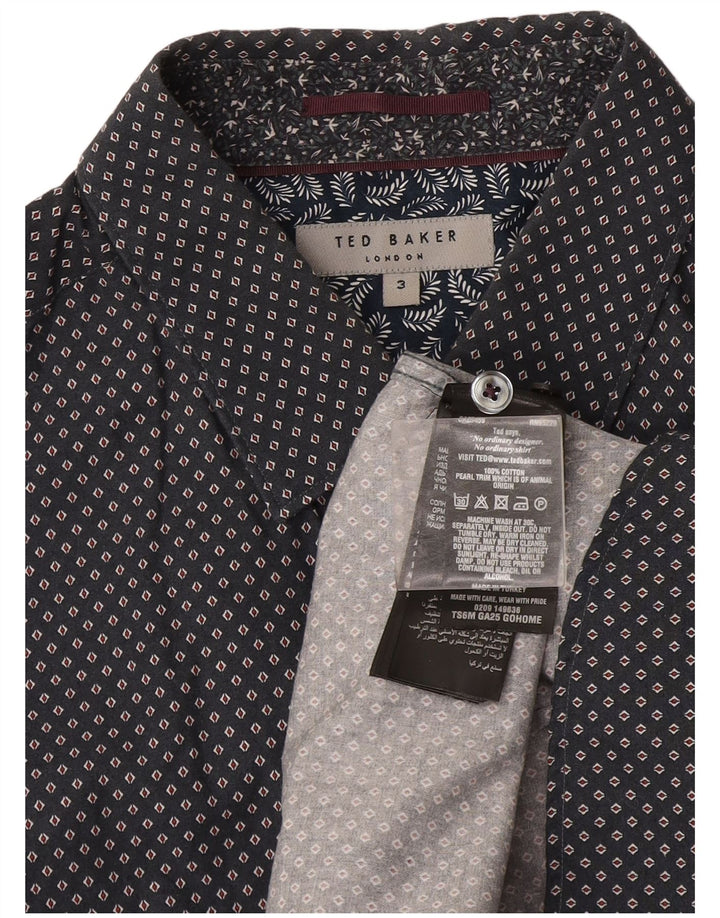Cămașă pentru bărbați Ted Baker, mărimea 3, bumbac cu pete, gri mediu