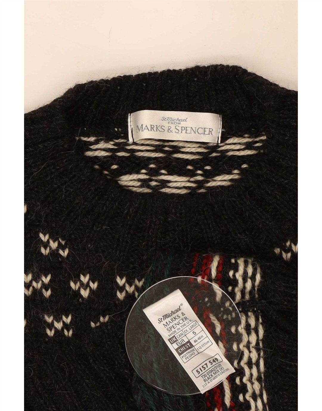 Pulover pentru bărbați Marks & Spencer St. Michael Crew Gât XL, negru
