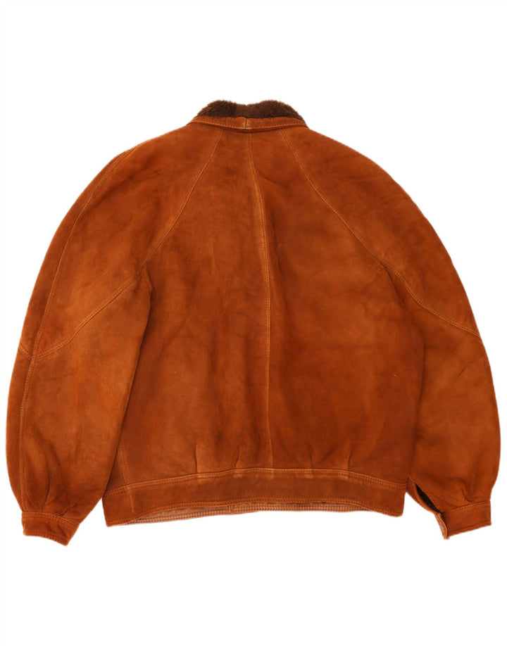 Jachetă vintage pentru bărbați din shearling IT 54 2XL maro