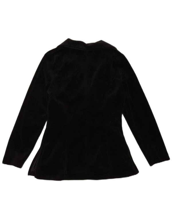 Jachetă pentru femei VINTAGE din catifea cu 1 nasture UK 12 Medium Black