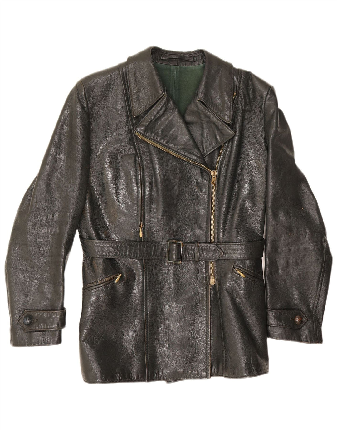 Jachetă de piele vintage pentru femei UK 14 Medium Black