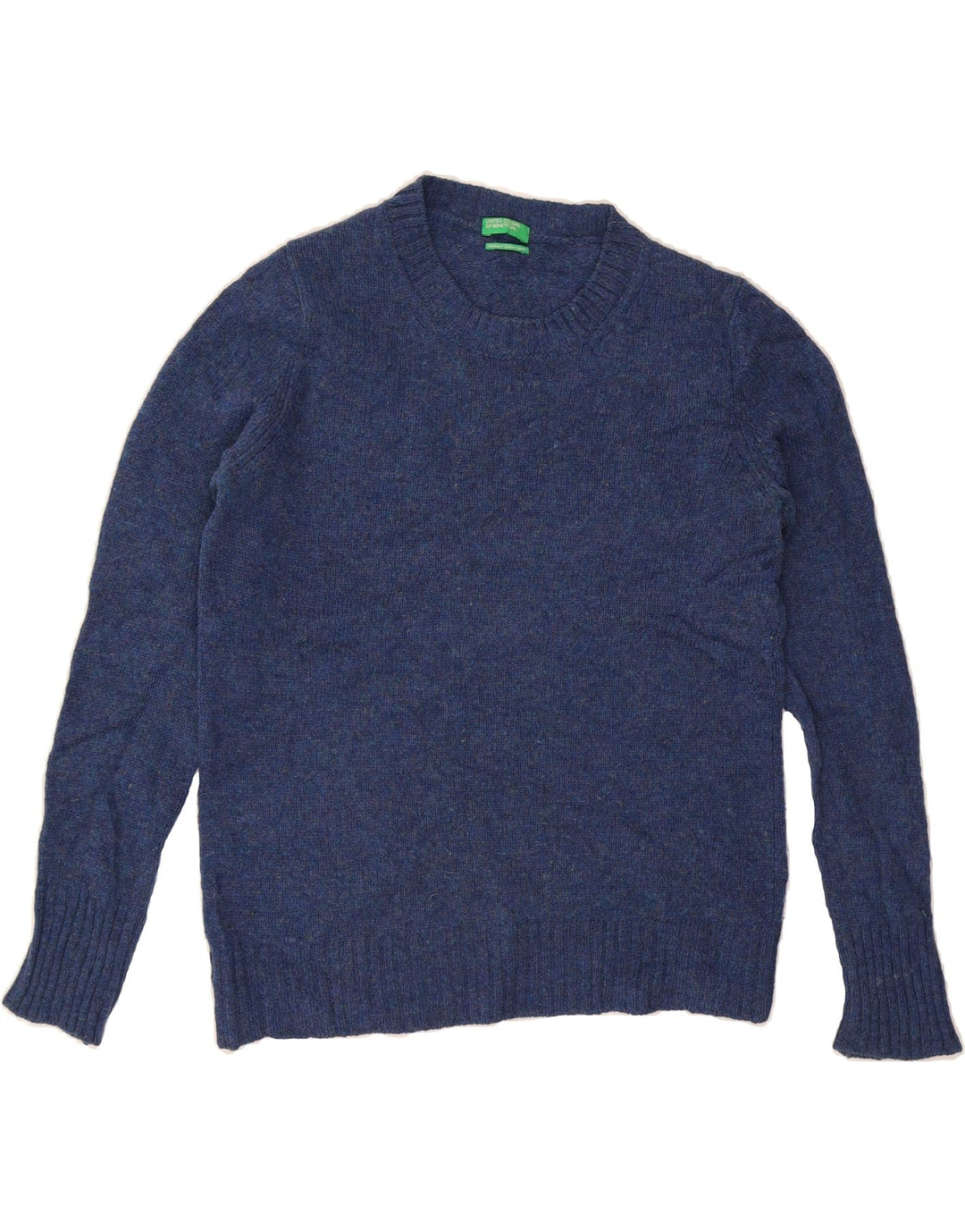 BENETTON Womens Crew Neck Jumper Sweater UK 14 Medium Blue Vintage Benetton and Second-Hand Benetton from Messina Hembry 