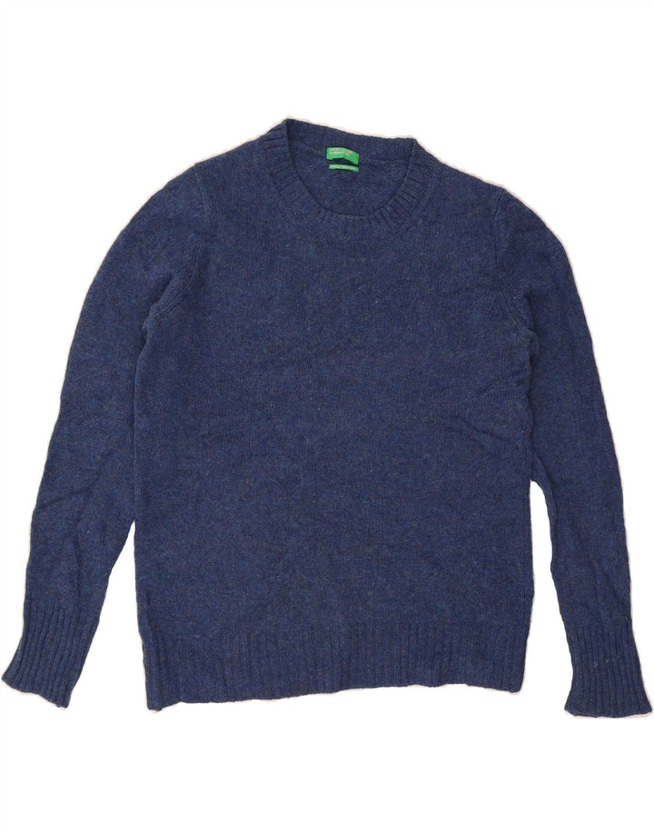 BENETTON Womens Crew Neck Jumper Sweater UK 14 Medium Blue Vintage Benetton and Second-Hand Benetton from Messina Hembry 