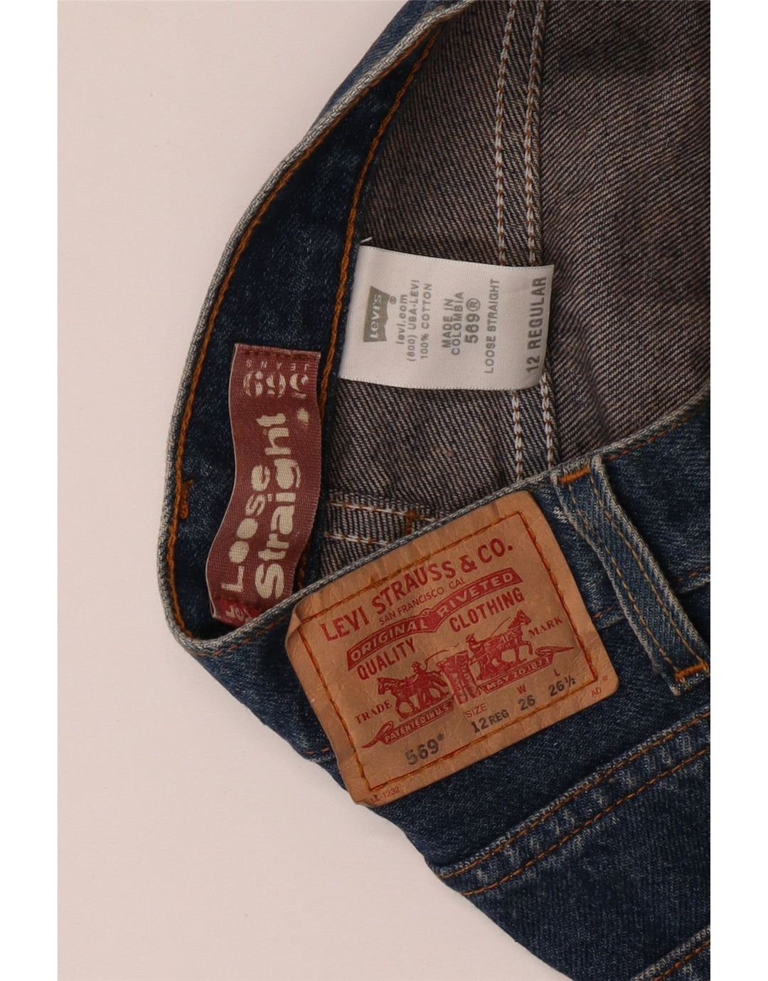 LEVI'S Boys 569 Blugi drepte cu tăiere lejeră 11-12 ani L26 L26 Bumbac albastru