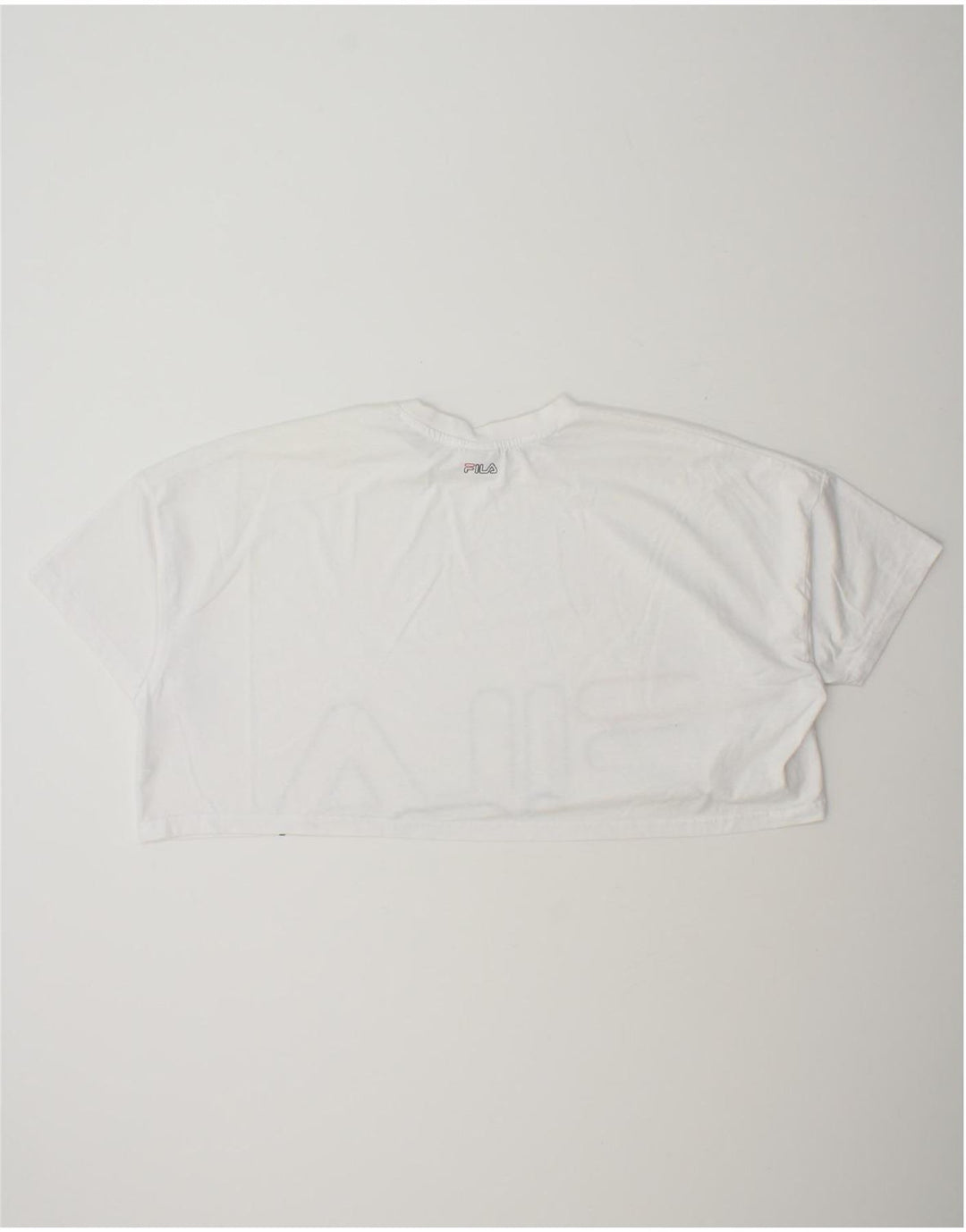FILA Womens Oversized Crop Graphic T-Shirt Top UK 10 Small White Vintage Fila and Second-Hand Fila from Messina Hembry 