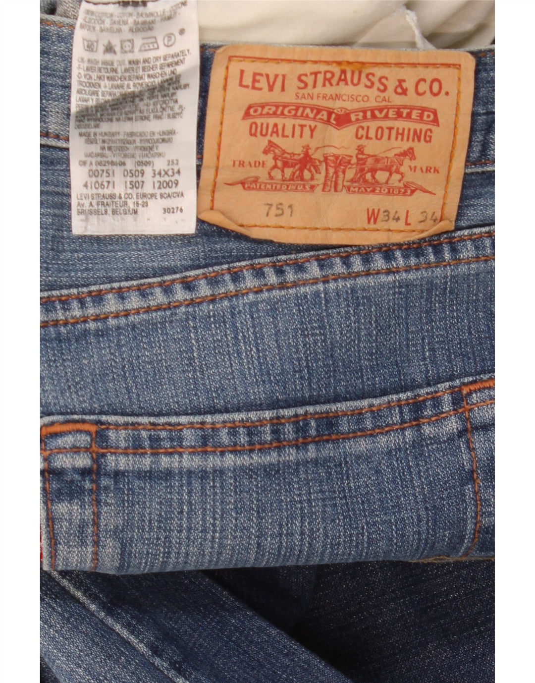 Blugi drepti pentru bărbați Levi's 751 W34 L30 Bumbac albastru