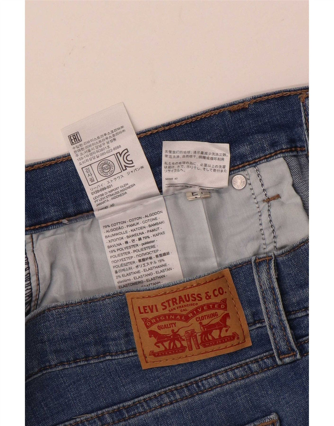 Pantaloni scurți din blugi Levi's pentru femei W30, bumbac albastru mediu