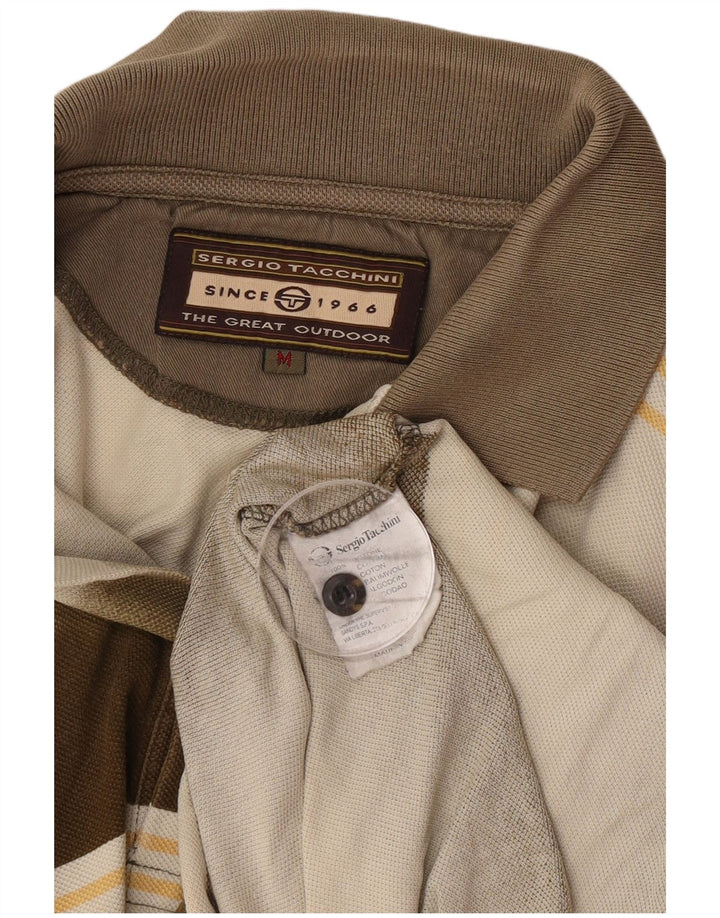 Tricou polo Sergio Tacchini pentru bărbați, bumbac cu dungi maro mediu