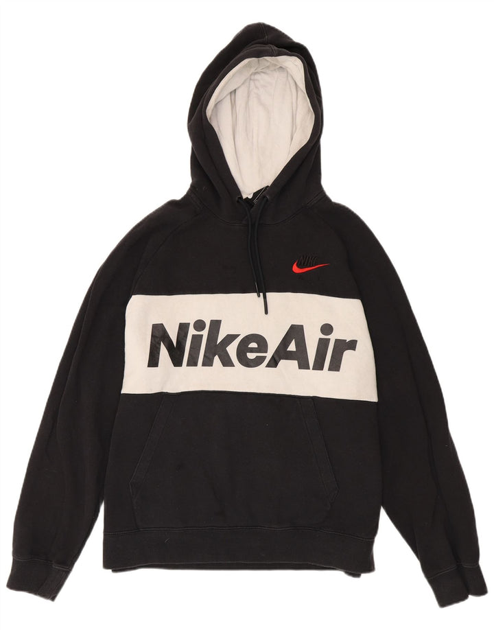 Pulover Nike pentru bărbați cu glugă grafică, mediu negru, bumbac color bloc