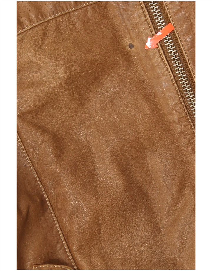 Jachetă de piele pentru bărbați Trussardi Jeans UK 38 din piele maro medie