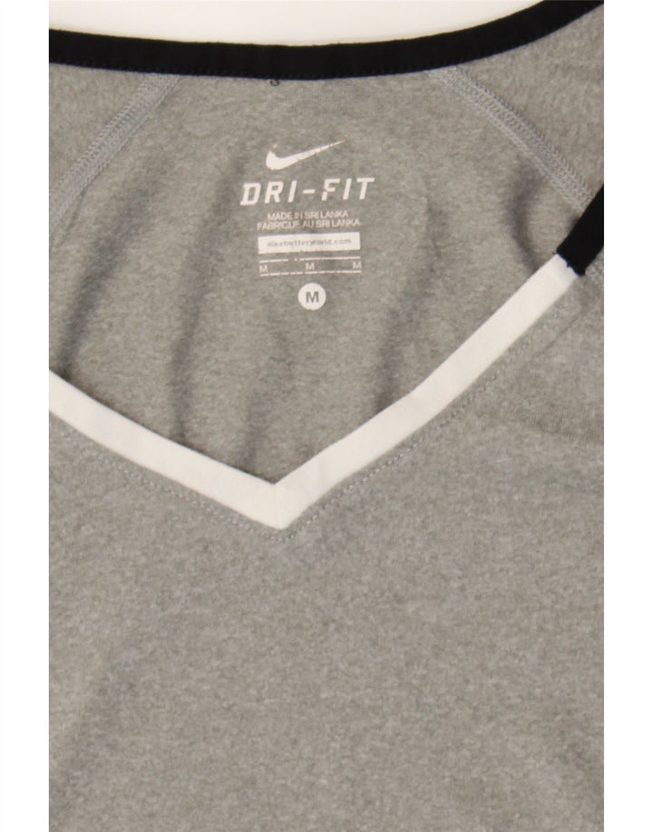 NIKE Womens Dri Fit Top Long Sleeve UK 12 Medium Grey Polyester Vintage Nike and Second-Hand Nike from Messina Hembry 