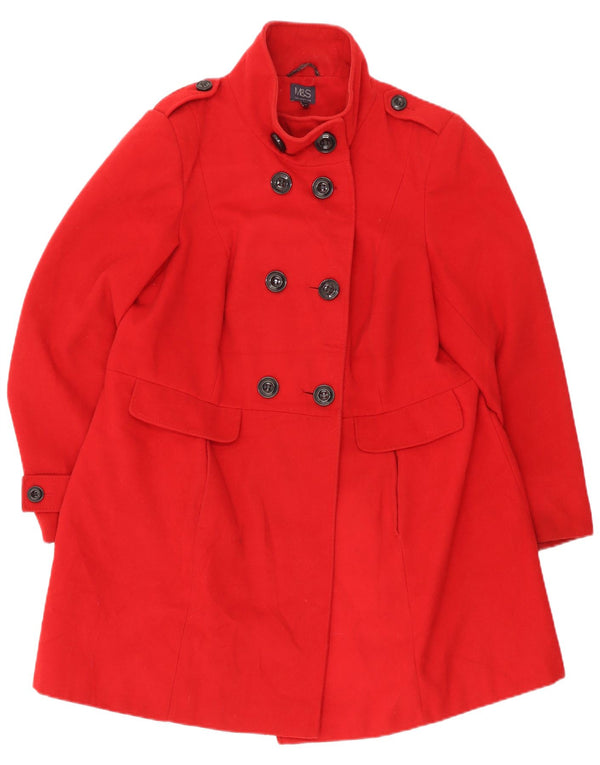 Marks & Spencer haină militară cu două piept pentru femei UK 20 2XL roșu