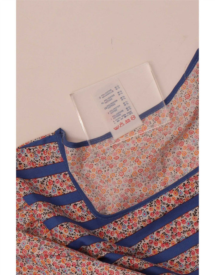 Rochie maxi cu mânecă lungă vintage pentru femei UK 14 Poliester cu dungi albastre medii