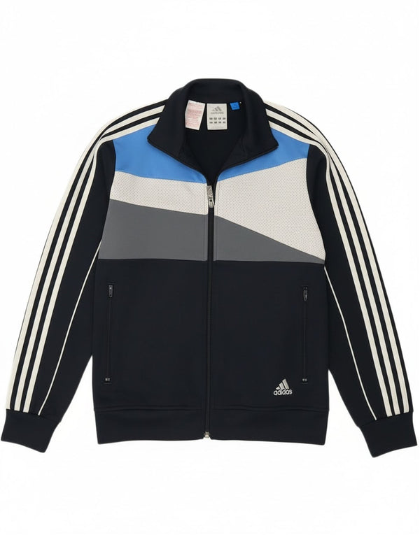 Jachetă de trening pentru băieți Adidas 13-14 ani, albastru bleumarin, color block