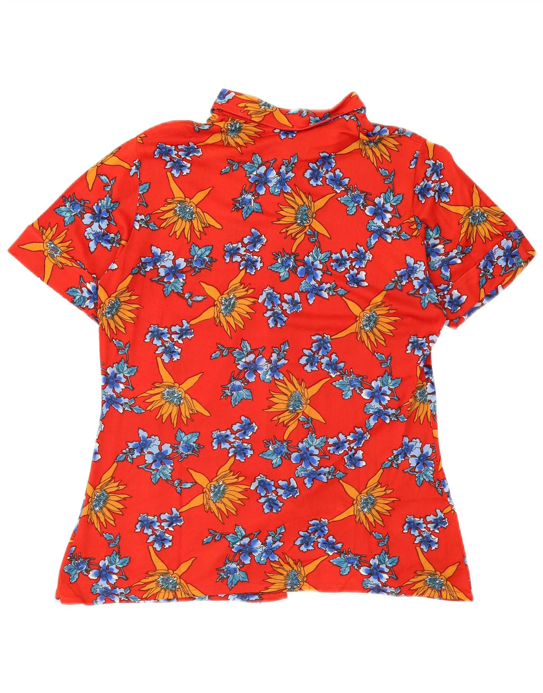 Cămașă vintage cu mânecă scurtă pentru femei UK 12 Medium Red Floral