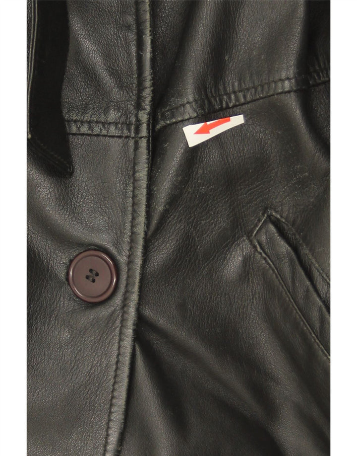 Palton din piele dublu pentru femei Stefanel UK 14 Piele neagra medie