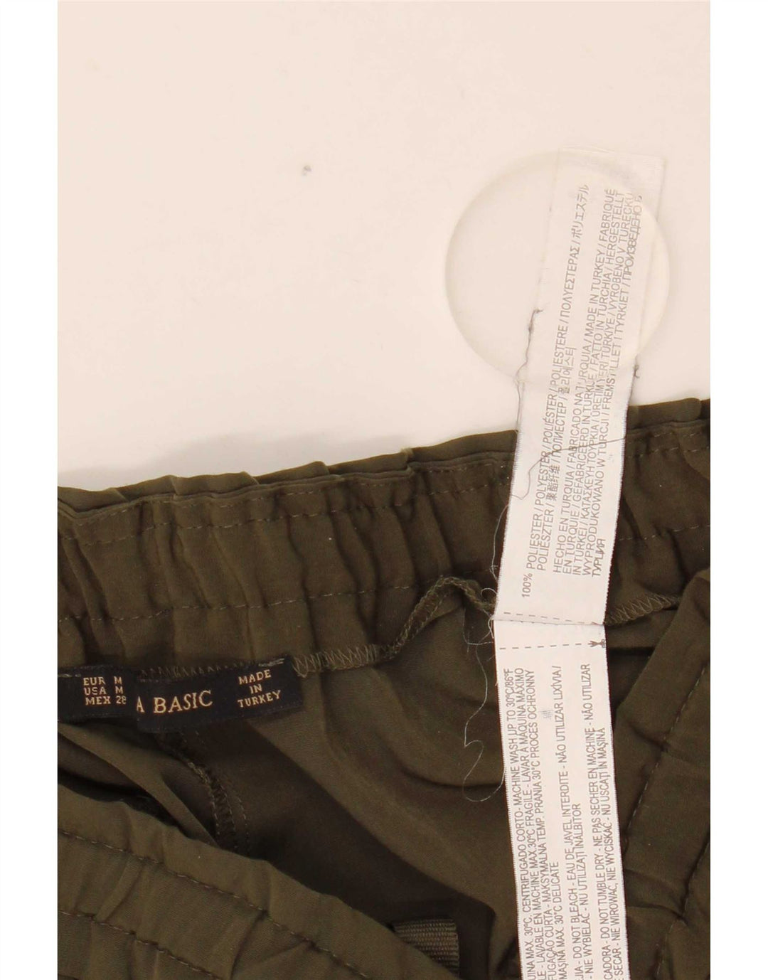 Pantaloni casual conici pentru femei Zara Mediu L28 L27 Kaki Poliester