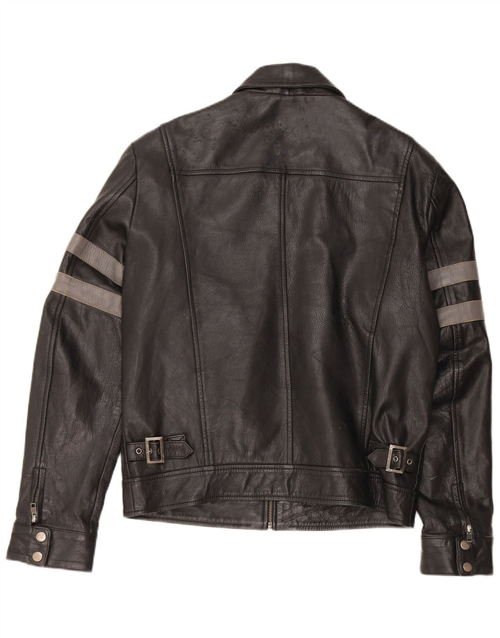 Jachetă militară din piele vintage pentru bărbați UK 40, mare, neagră