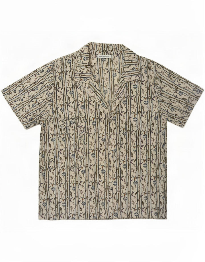 Cămașă vintage cu model abstract pentru femei UK 14 Medium White Nautical