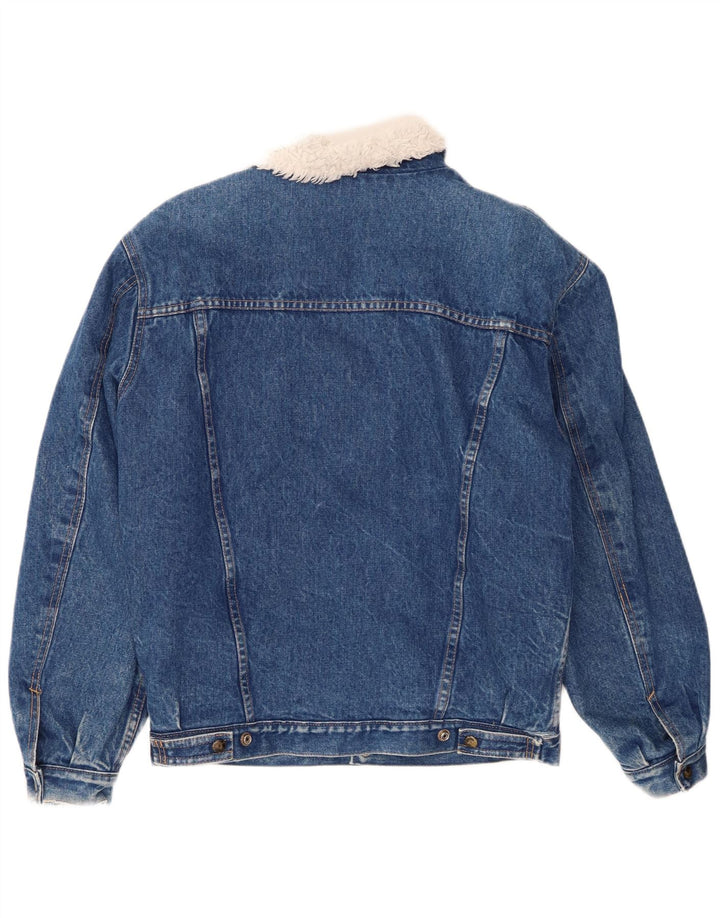 Jachetă din denim Sherpa pentru bărbați vintage UK 38, albastru mediu
